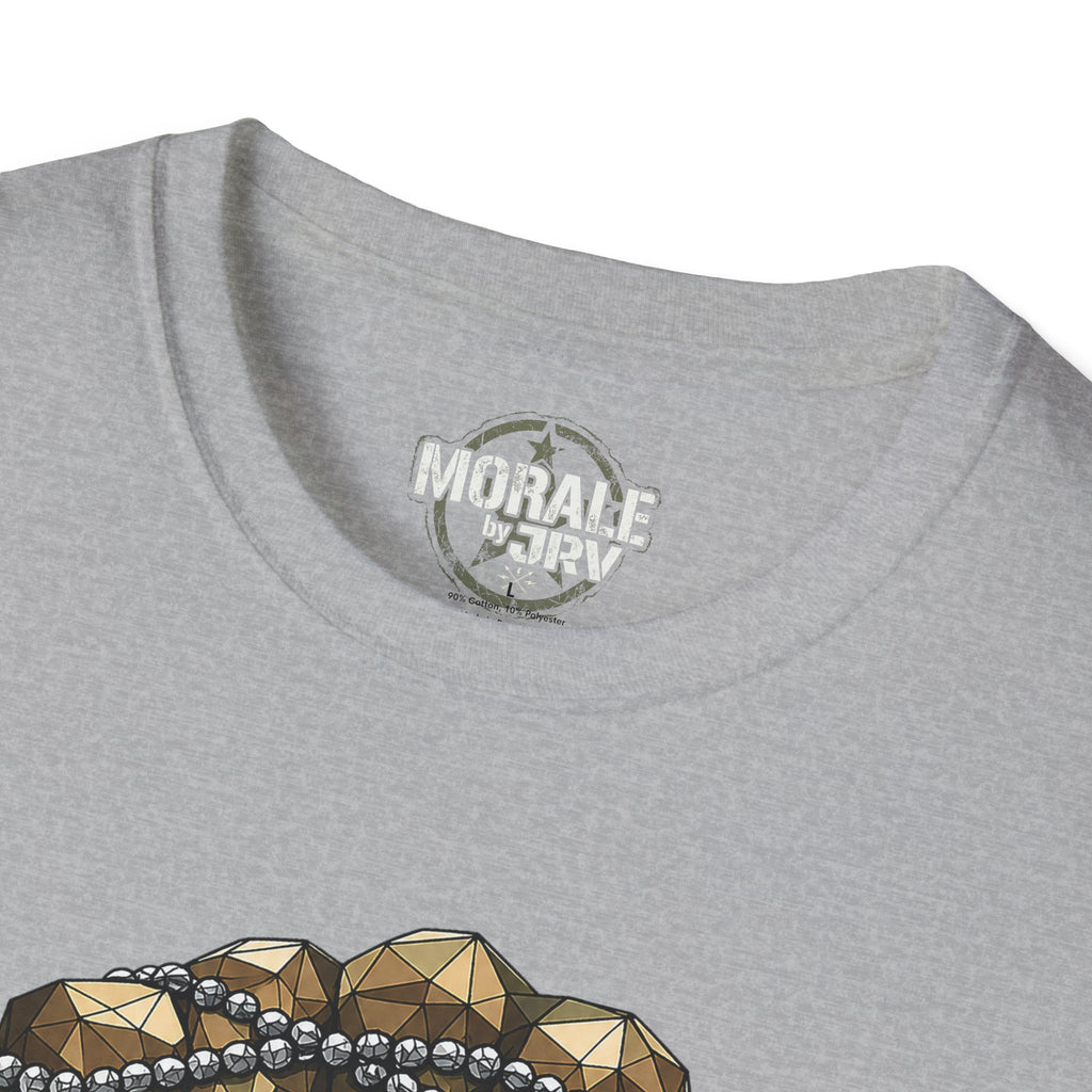 Fist with Dog Tags T-Shirt collar logo, Sport Grey crew-neck