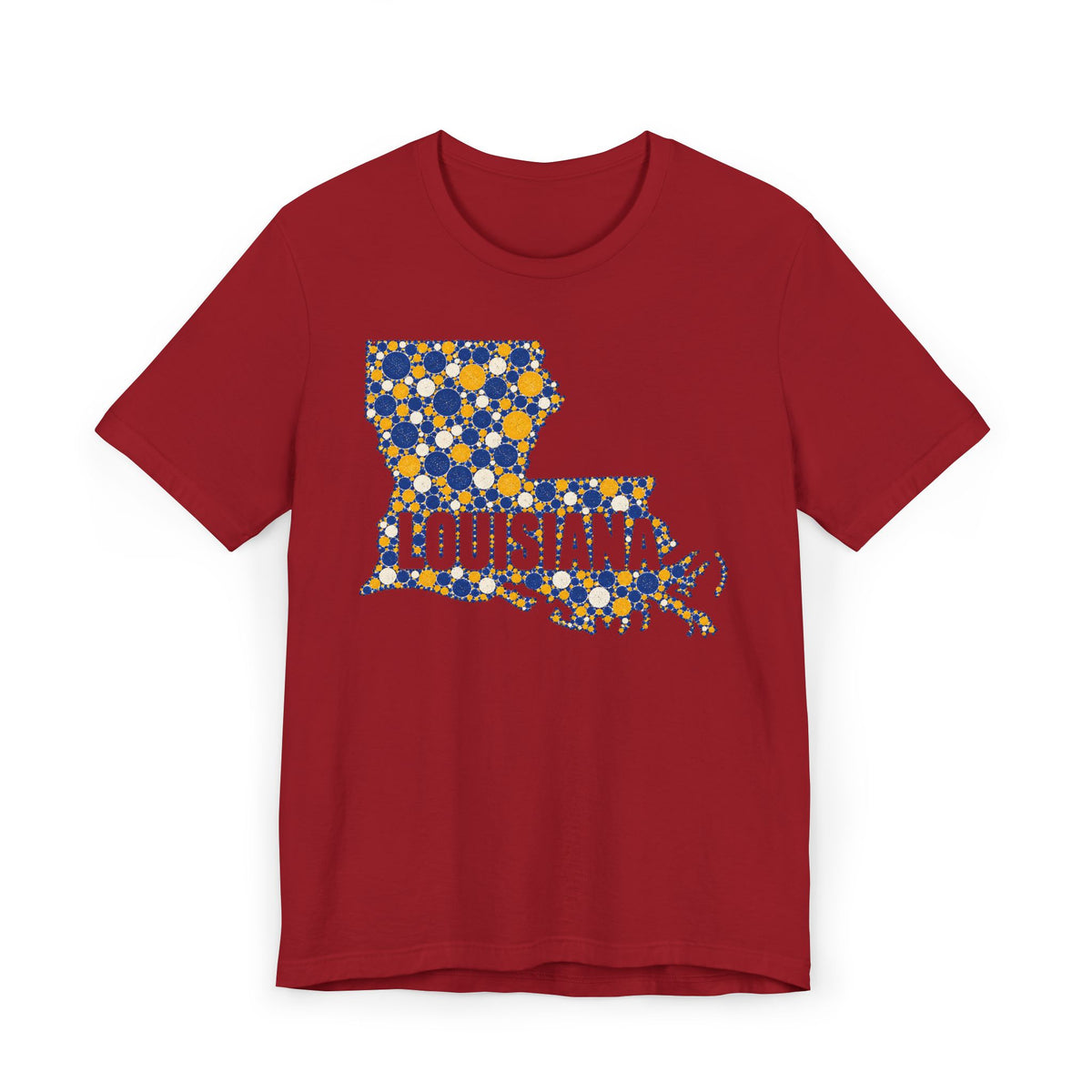 Louisiana State Shape Floral T-Shirt | Blue and Gold Louisiana Outline Graphic Tee