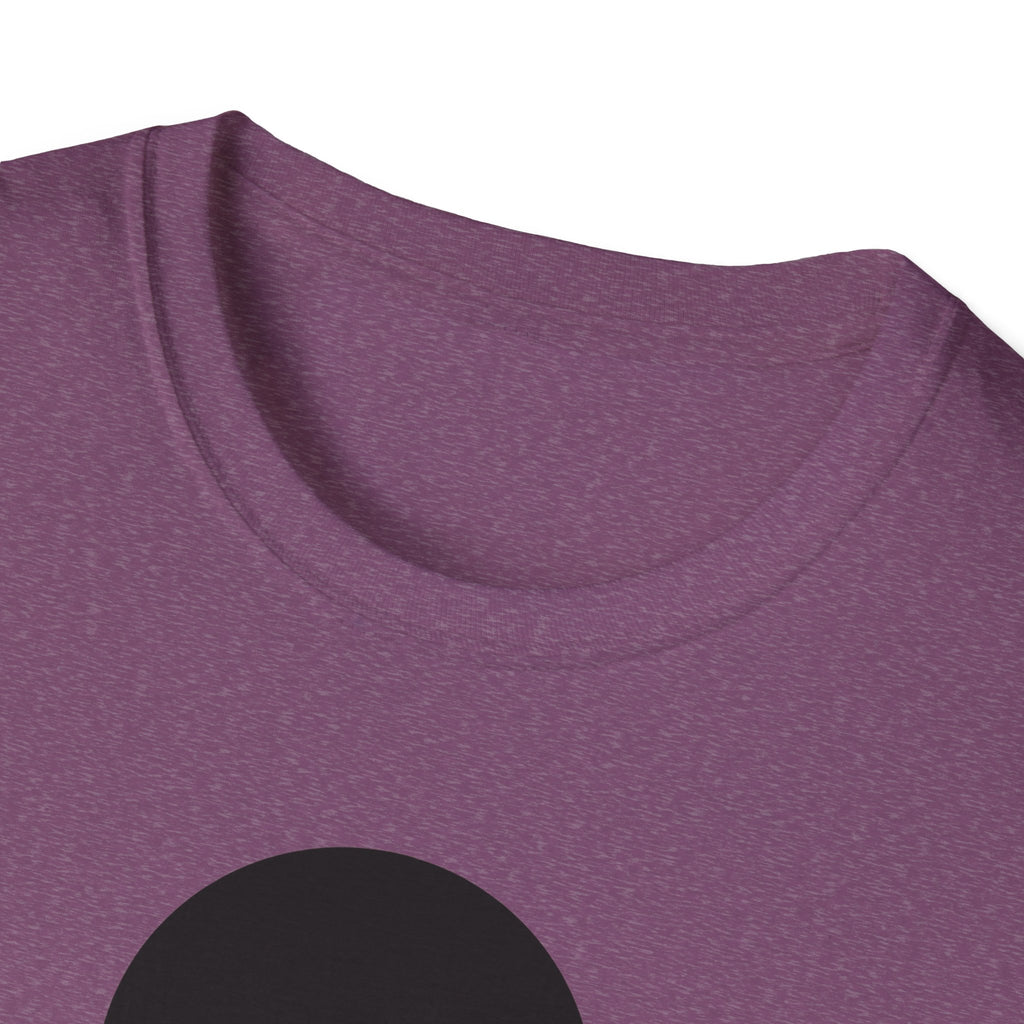 Heather Maroon T-shirt, crew neck close-up with moon graphic edge