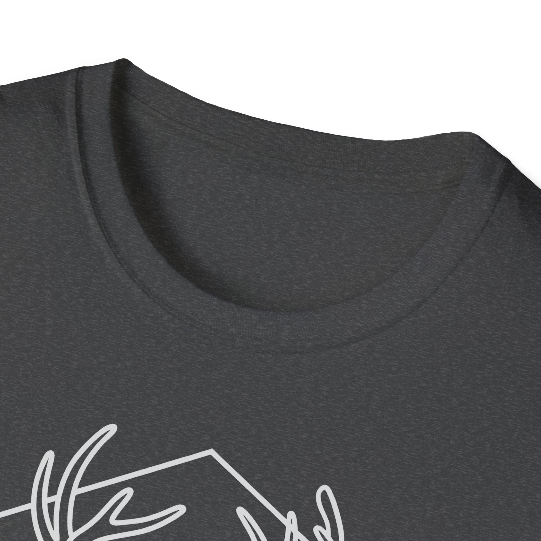 Dark gray T-shirt neckline close-up