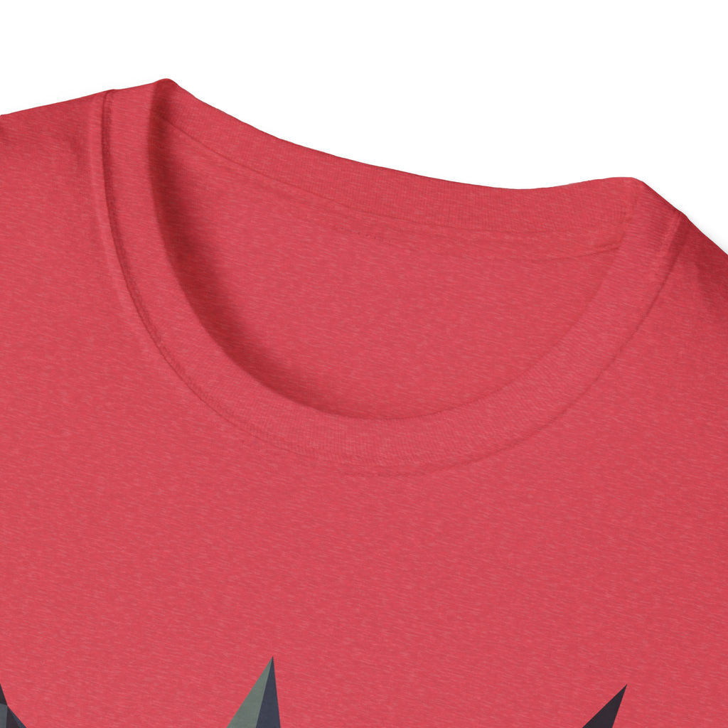 Red T-shirt neckline close-up with crew collar