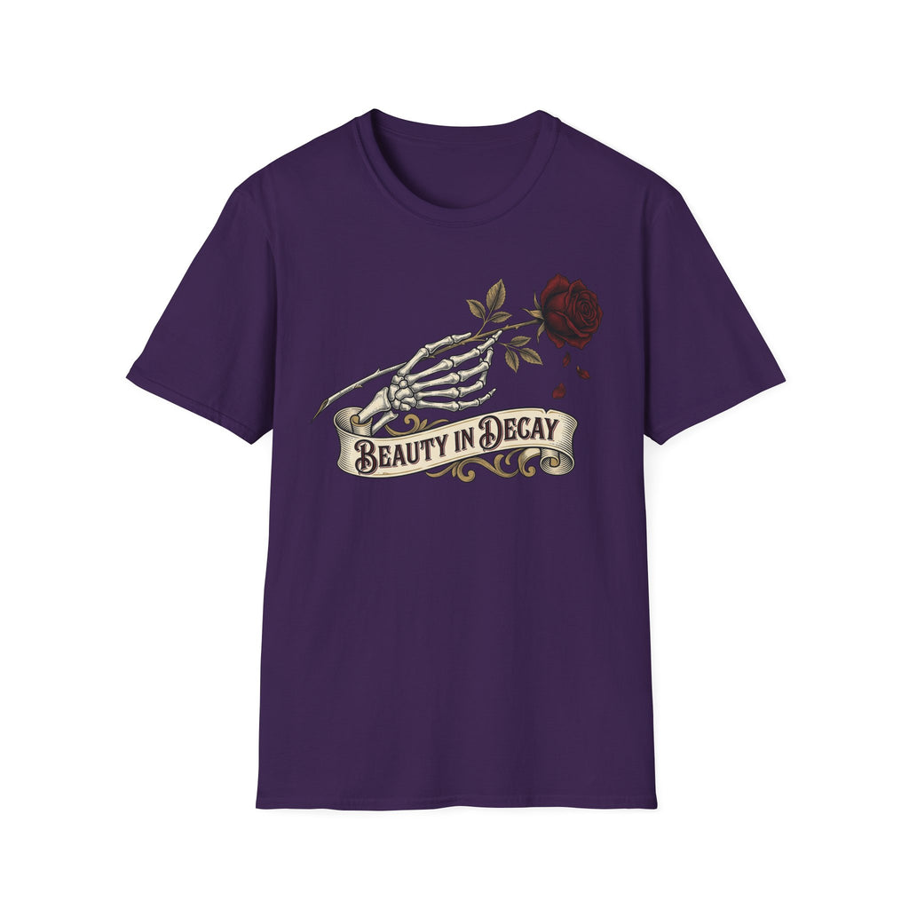 Beauty in Decay T-Shirt - Skeleton Hand & Rose Gothic Tattoo Tee