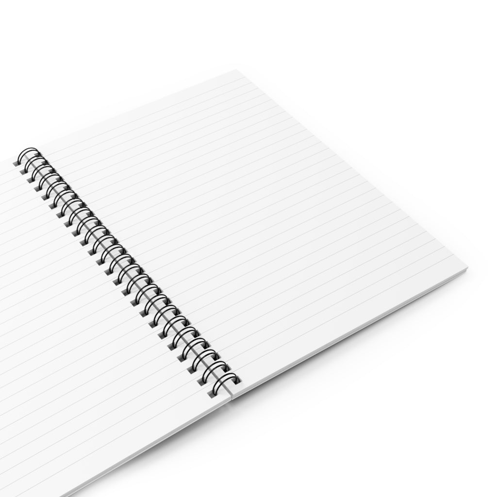 Ruled notebook pages with black spiral coil binding and white paper sheets