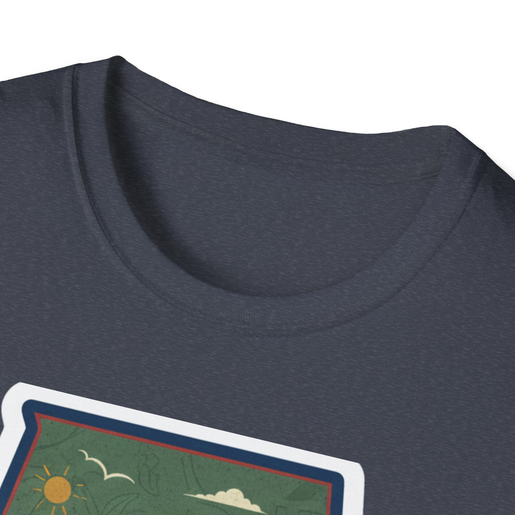 Sport grey T-shirt neckline with partial Alabama landscape graphic print