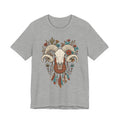 Ram skull with horns graphic T-shirt, heather grey front