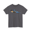 Charcoal graphic tee with flaming dragster hot rod car front print