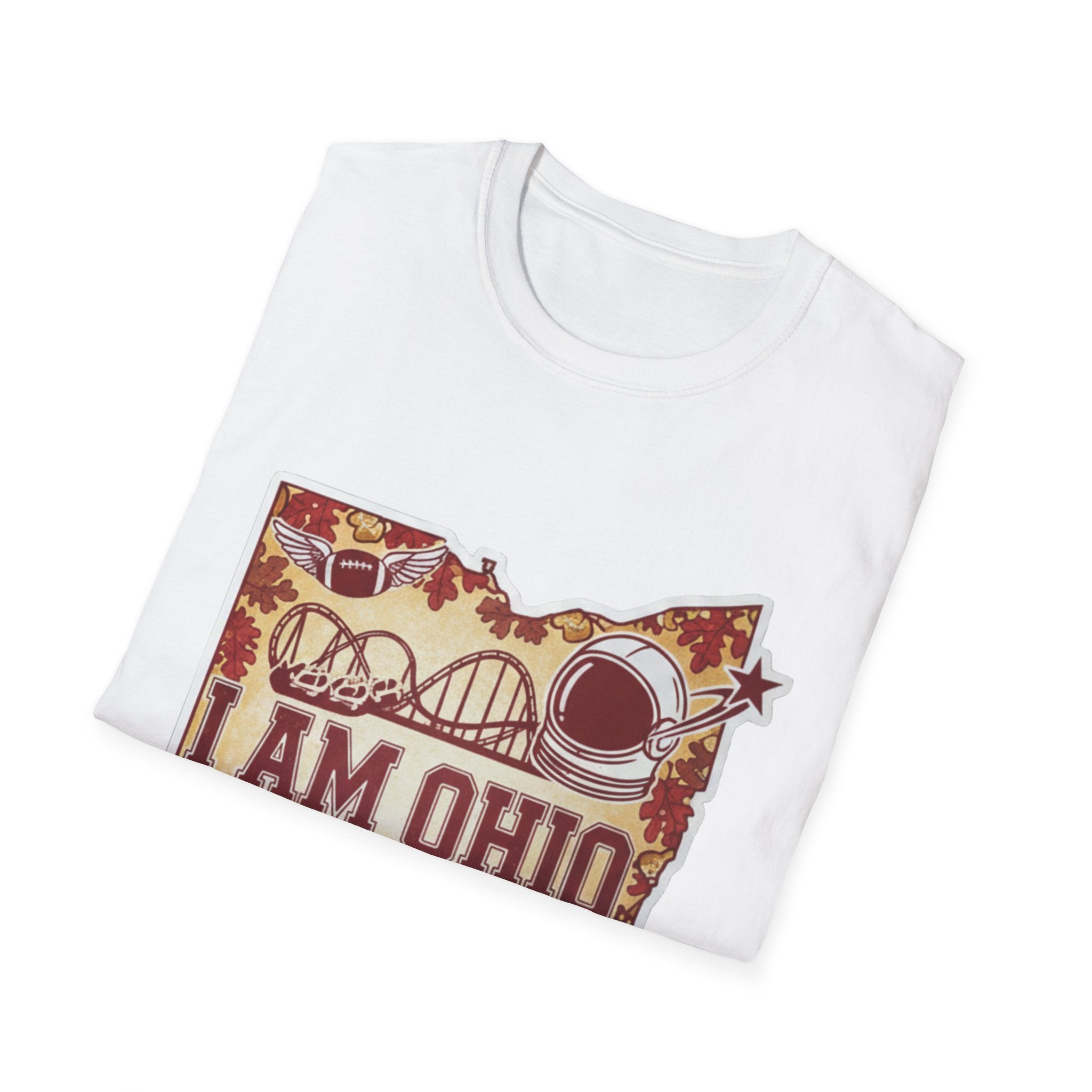 White T-shirt with I AM OHIO state outline graphic