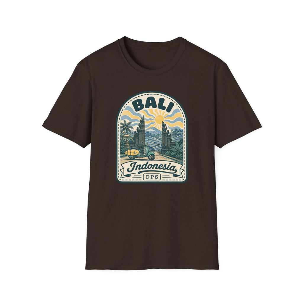 Bali Sunset Temple Graphic T-Shirt | Indonesia Travel Vintage Badge