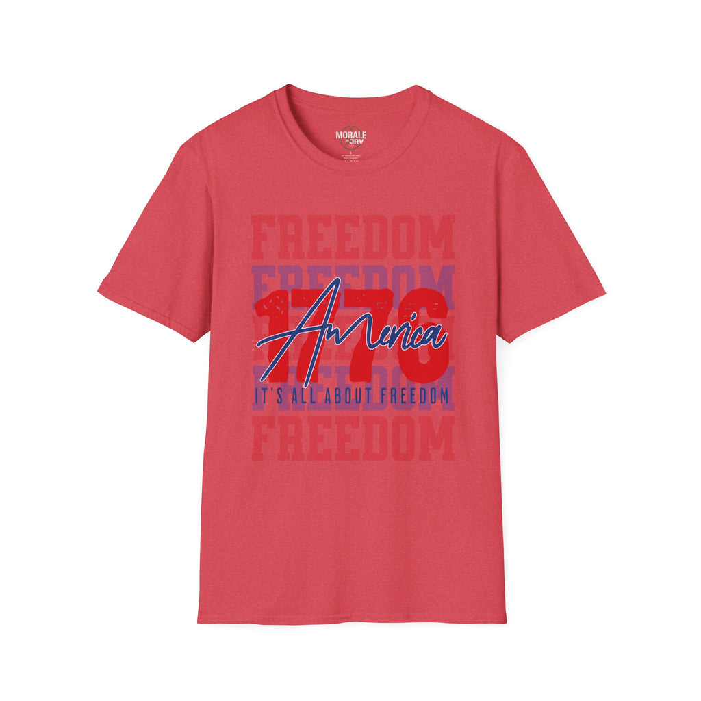 Freedom graphic T-shirt in red with blue and white “Unica” center print