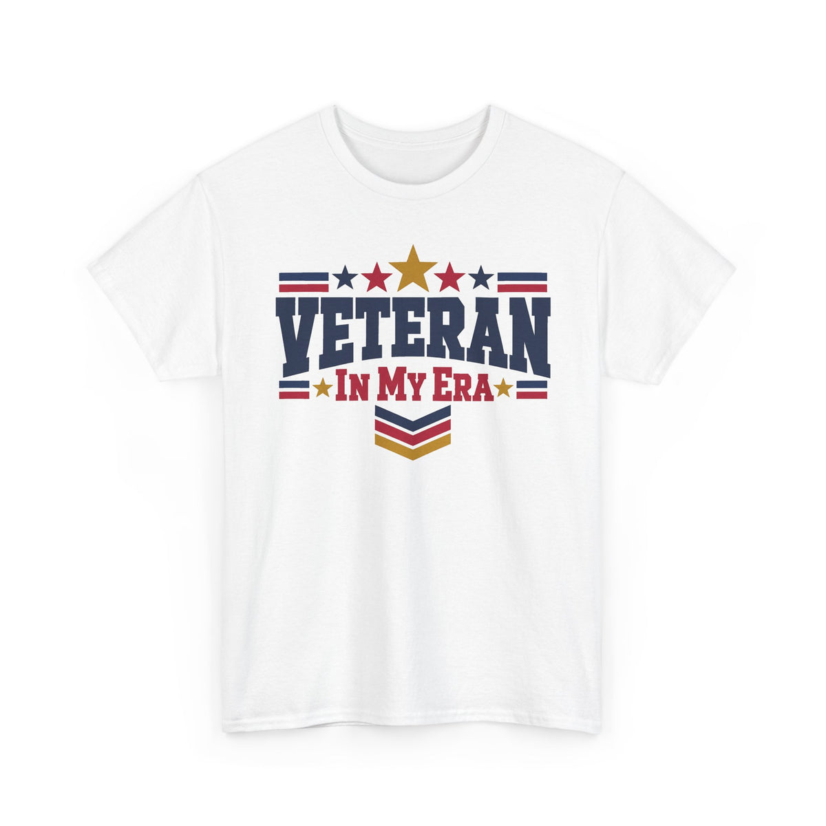 White veteran graphic t-shirt with stars-and-stripes “Veteran in My Era” print