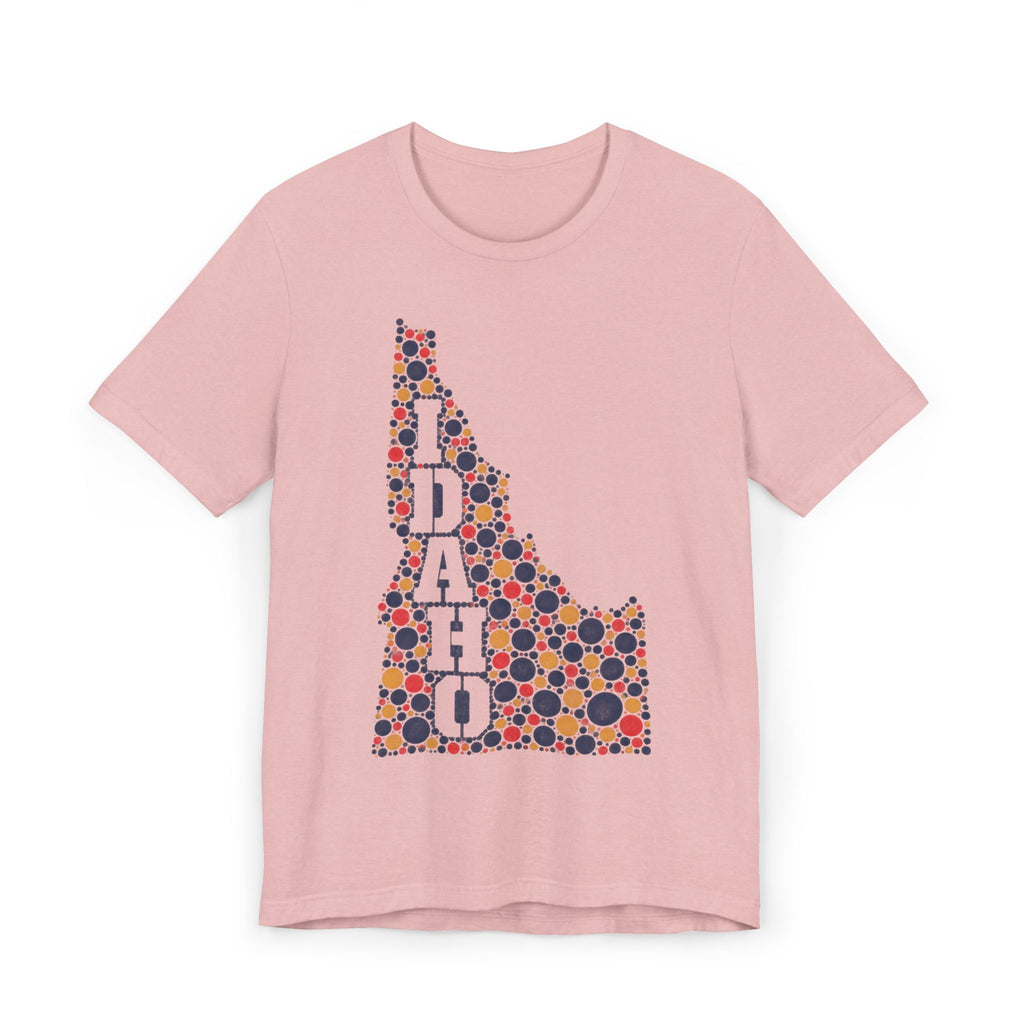 Idaho Polka Dot State Outline T-Shirt | Colorful Idaho Map Graphic Tee