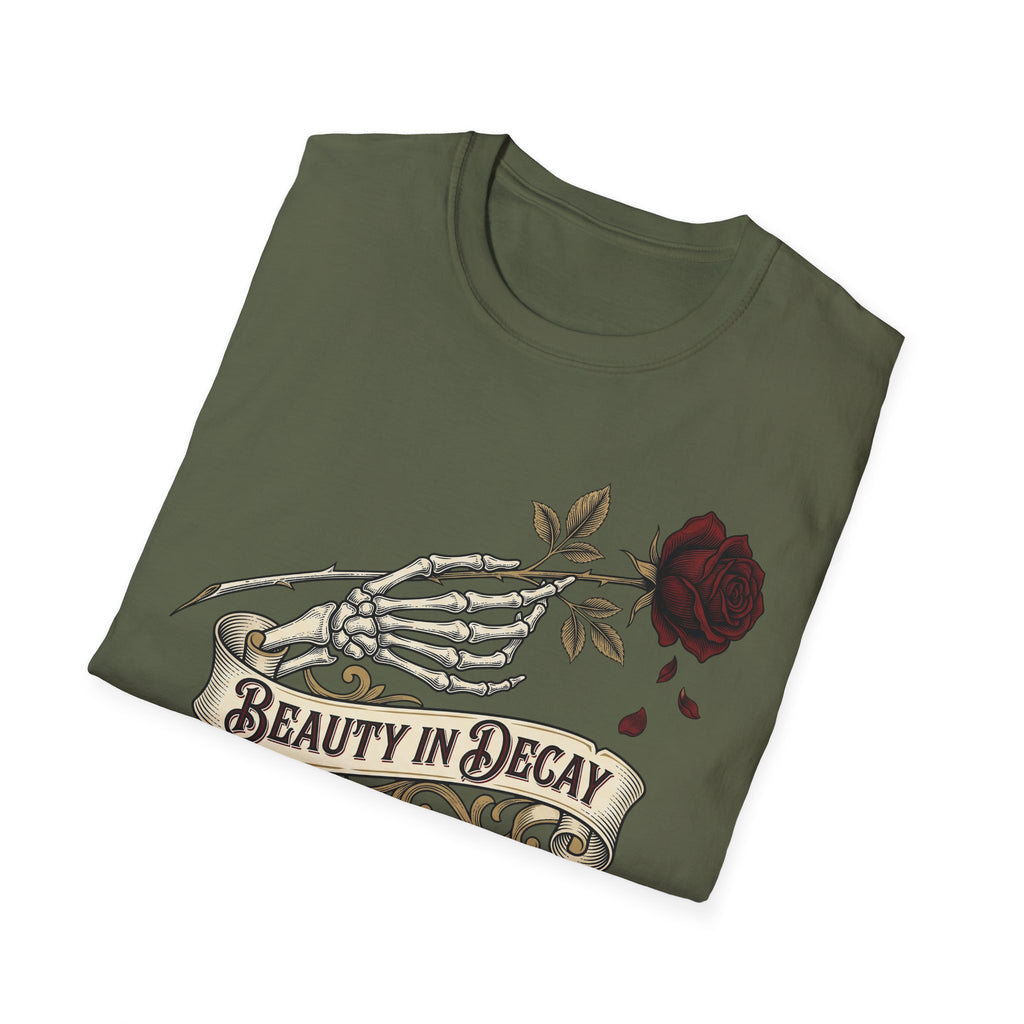 Beauty in Decay T-Shirt - Skeleton Hand & Rose Gothic Tattoo Tee