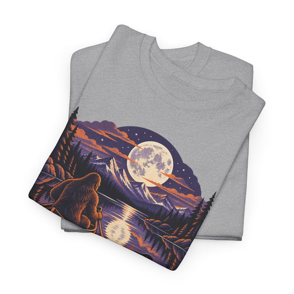 Paddle After Dark Canoe T-Shirt, Moonlit Lake Night Paddling Shirt for Men and Women, Vintage Canoeing Gift Tee