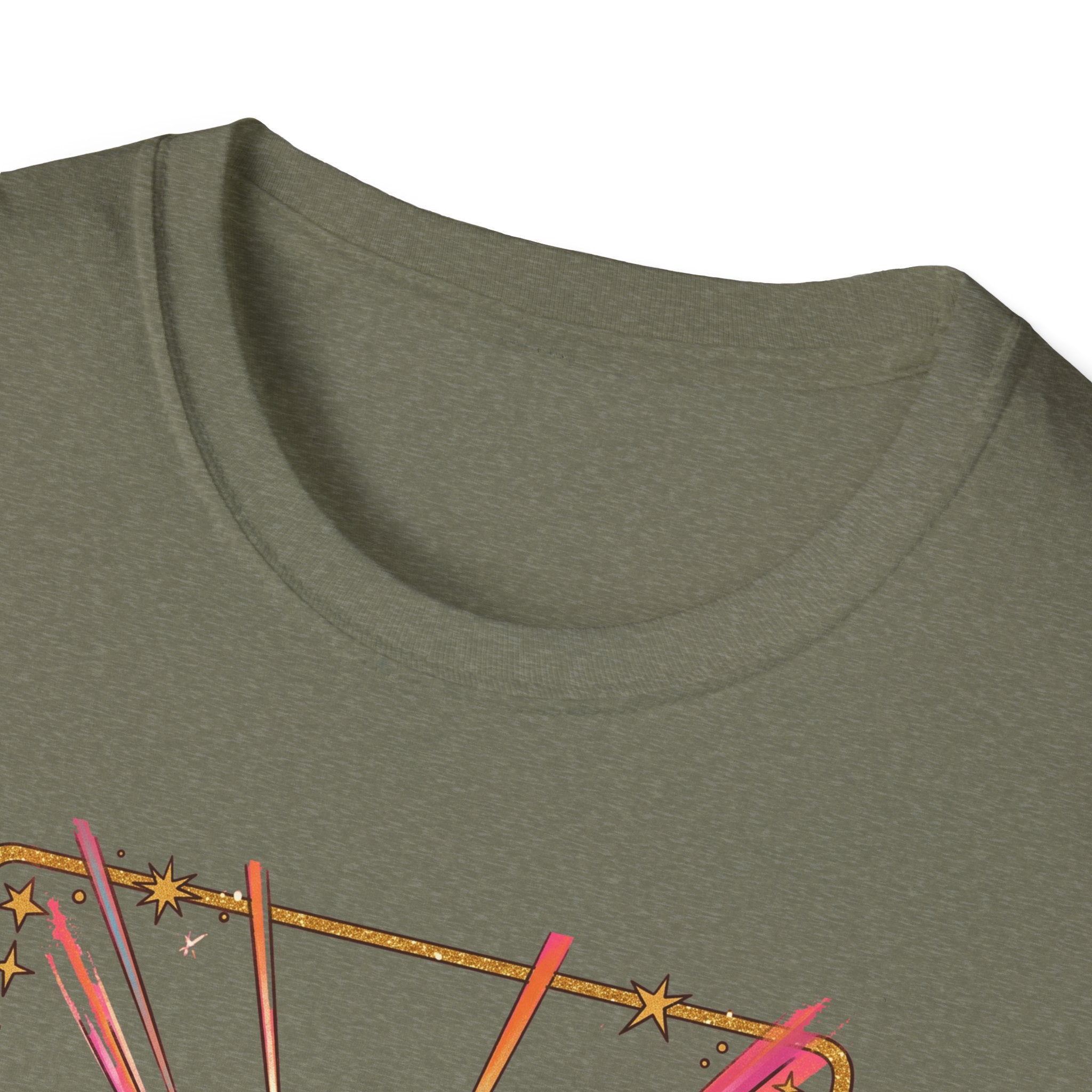 Olive T-shirt neckline, short sleeves, no visible print