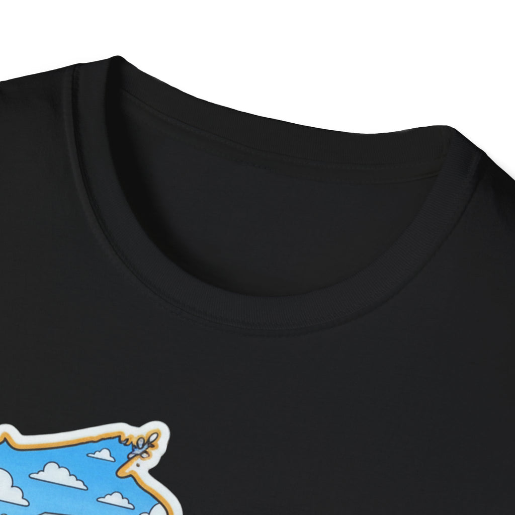 I Am Wisconsin T-Shirt, black crew neck close-up