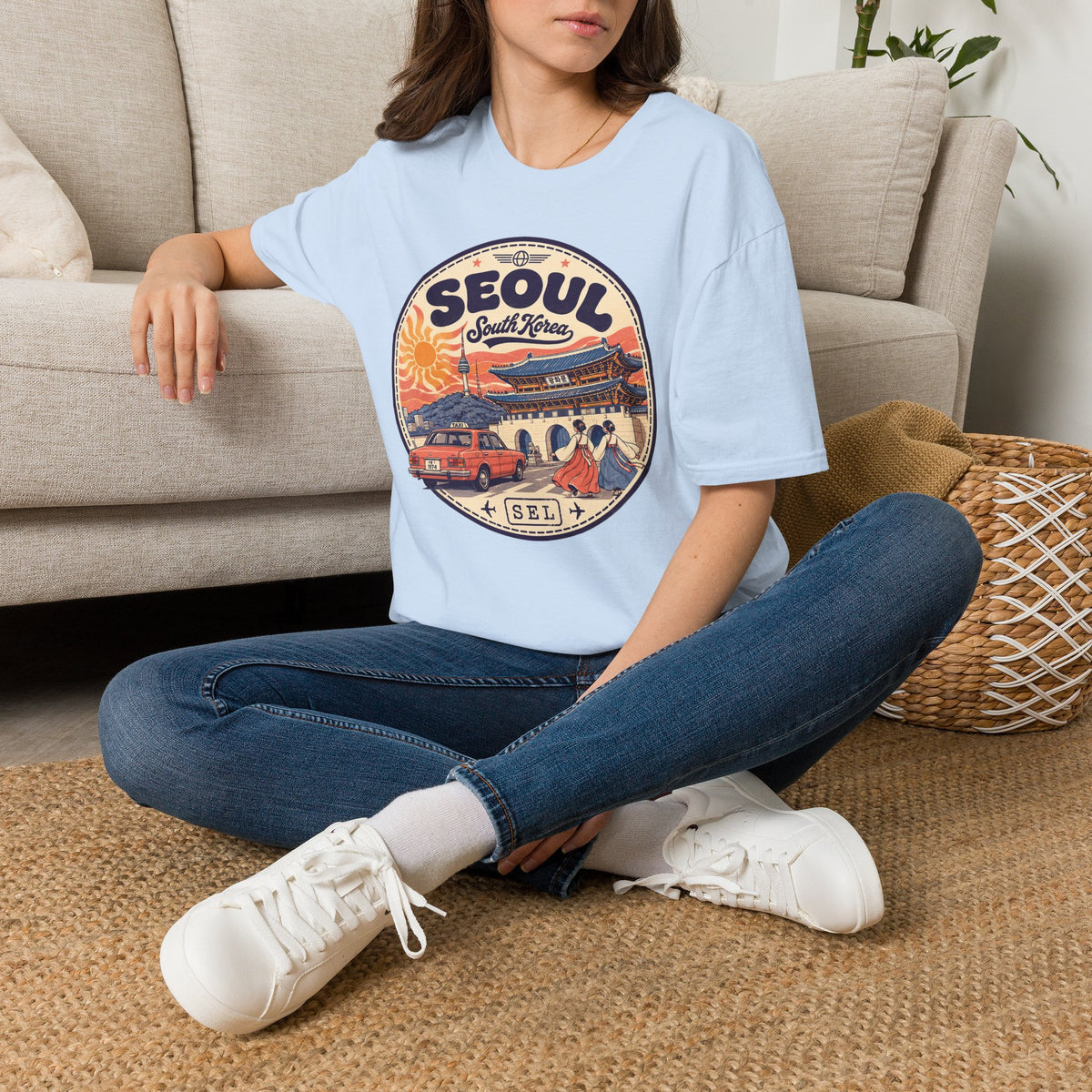 Seoul South Korea Vintage Travel Stamp T-Shirt | Korean Landmark Tee