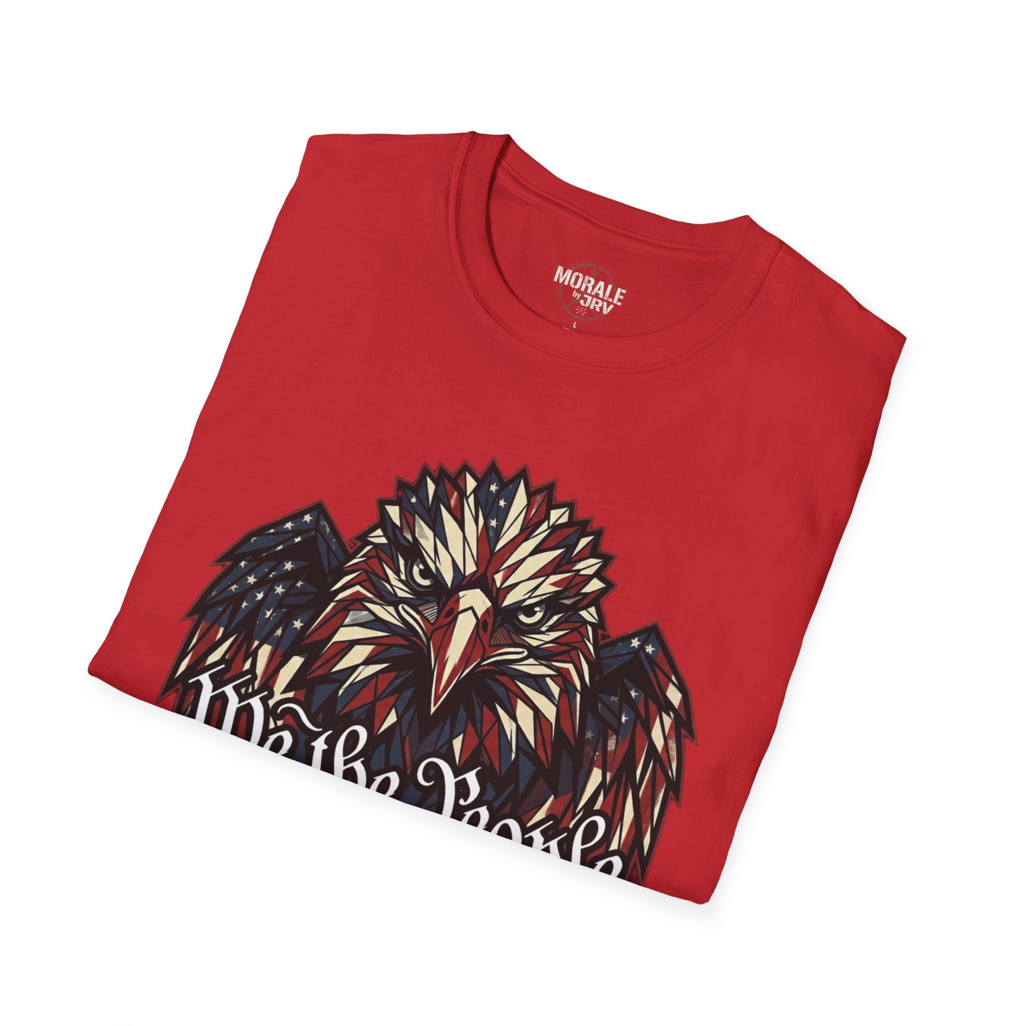 Red graphic eagle T-shirt with patriotic stars and stripes face print