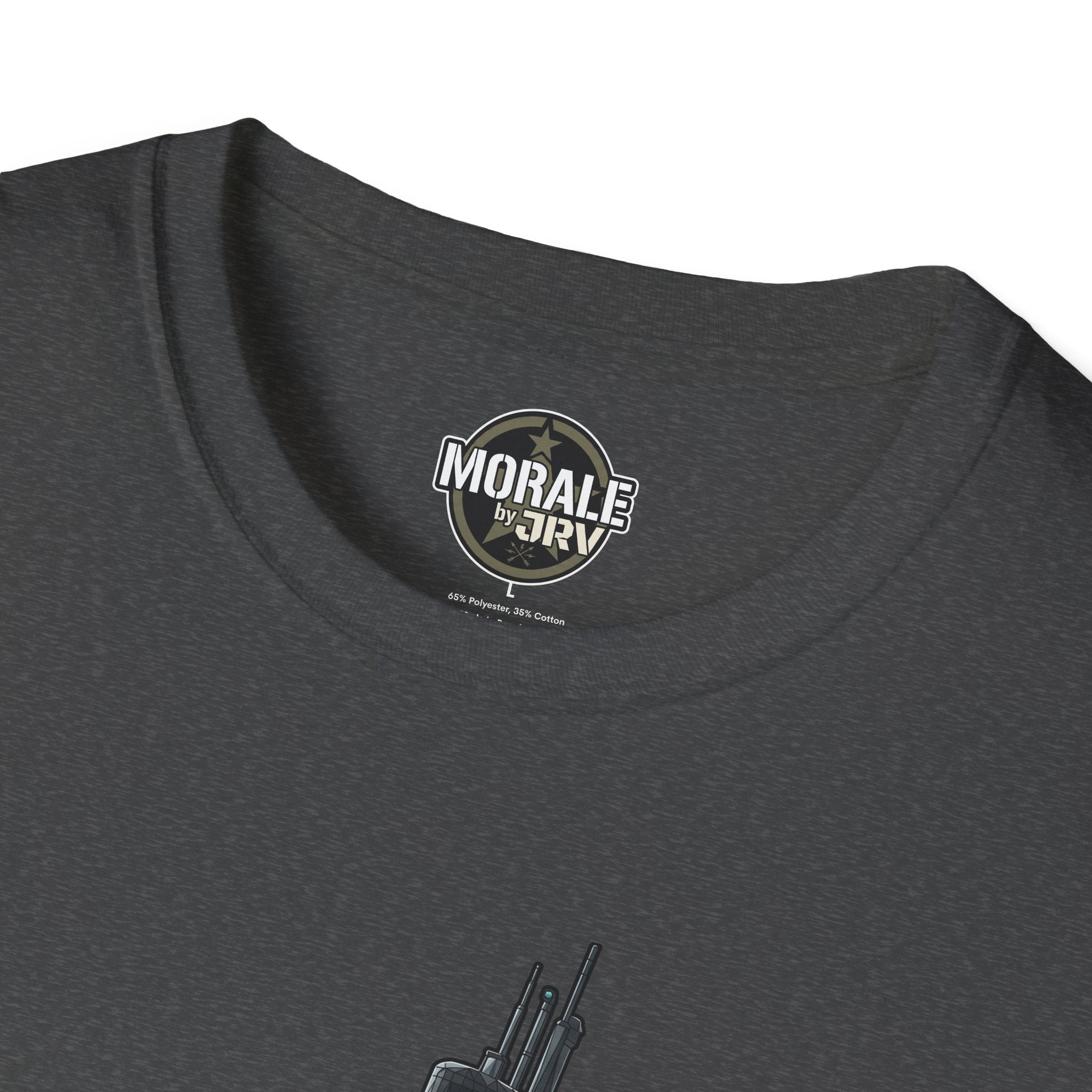 Dunkelgraues T-Shirt mit Moral by J.A.R.R.Y-Logo und U-Boot-Detail unten