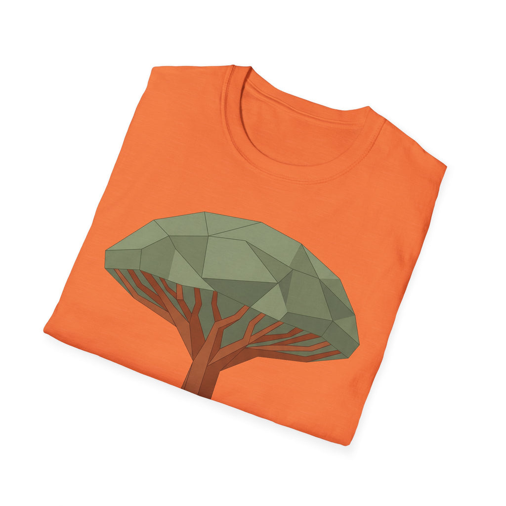 Dragon Blood Tree T-Shirt, heather orange, geometric dragon blood tree on front