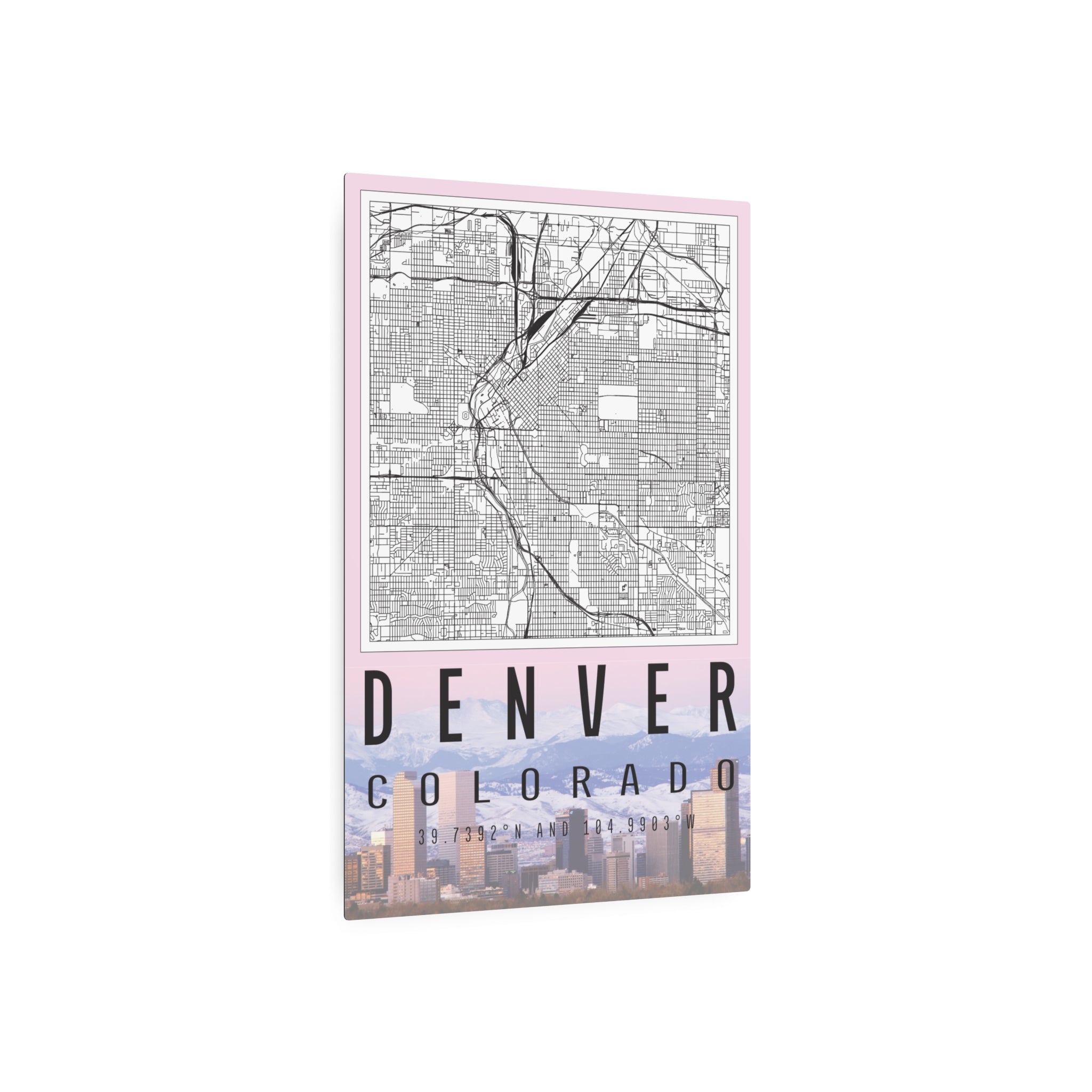 Denver Colorado metal wall art sign with map detail and bold 'DENVER COLORADO' text