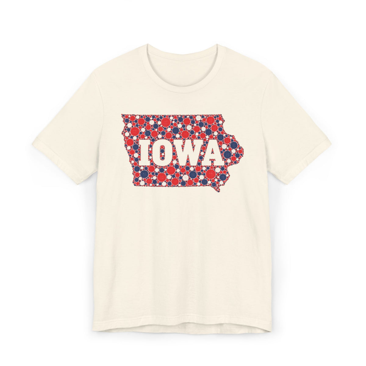 Iowa State Floral Pattern T-Shirt | Red White and Blue Iowa Outline Graphic Tee