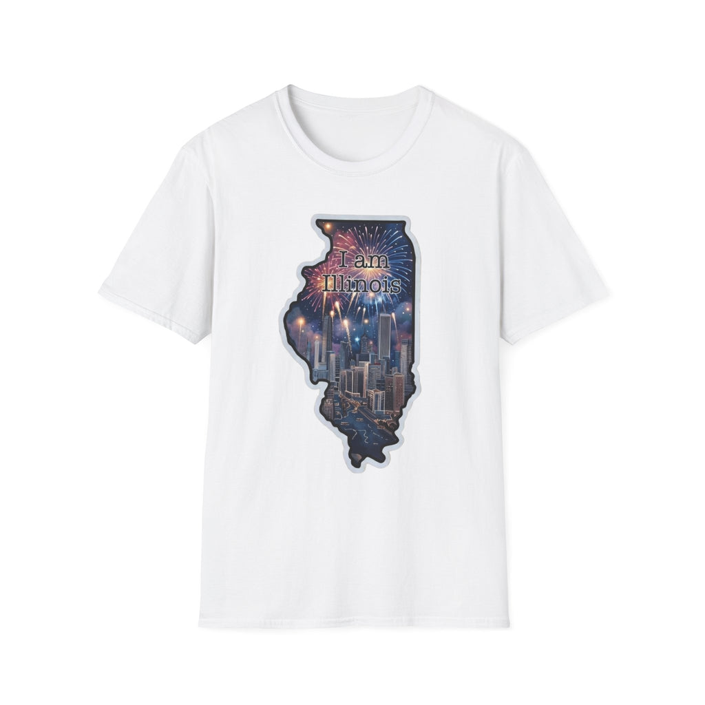 Illinois skyline state map T-shirt in white with front graphic print