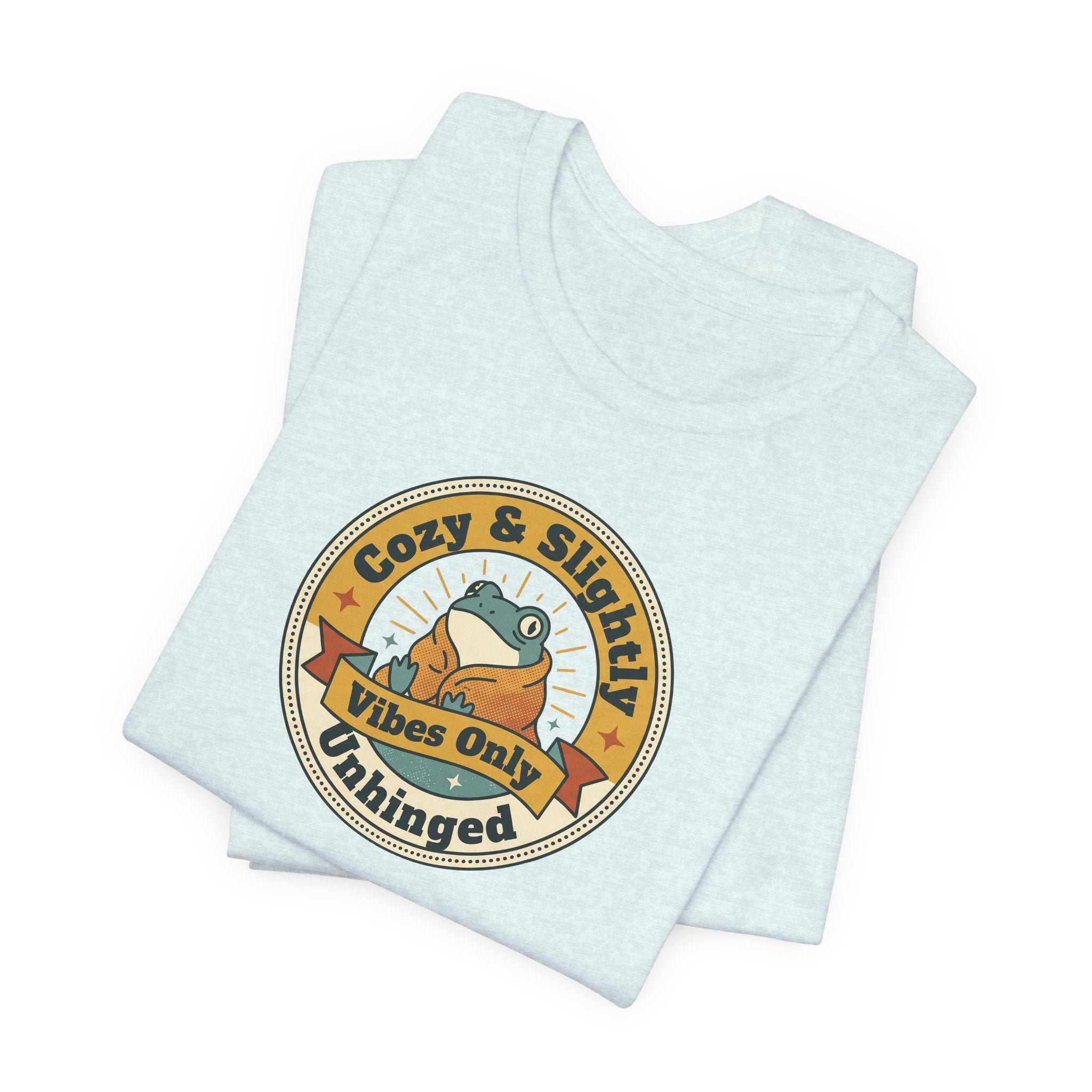 Light grey T-shirt with round sloth graphic and slogan print on the chest