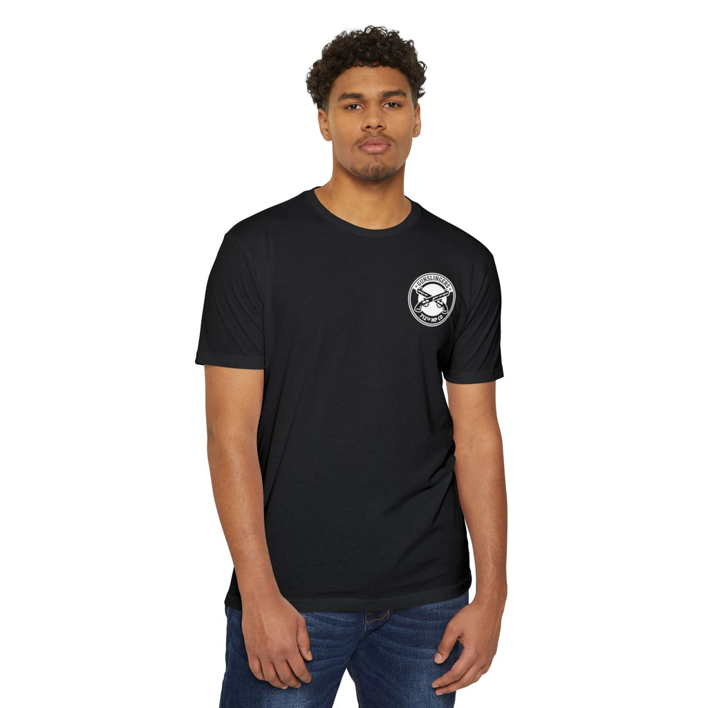 Black PT shirt with small circular logo and crew neck