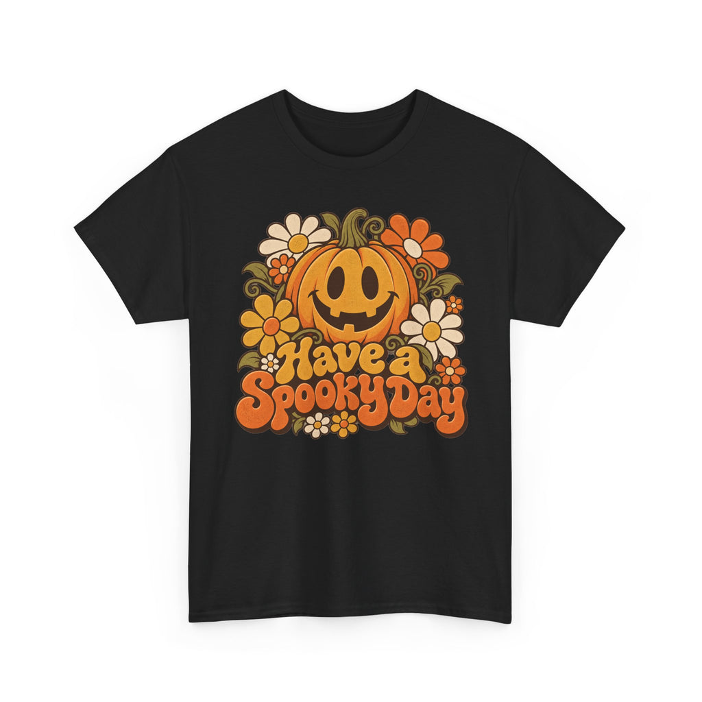 Have a Spooky Day Retro Pumpkin T-Shirt, Groovy Floral Jack O Lantern Halloween Shirt for Women and Men, Fall Teacher Tee