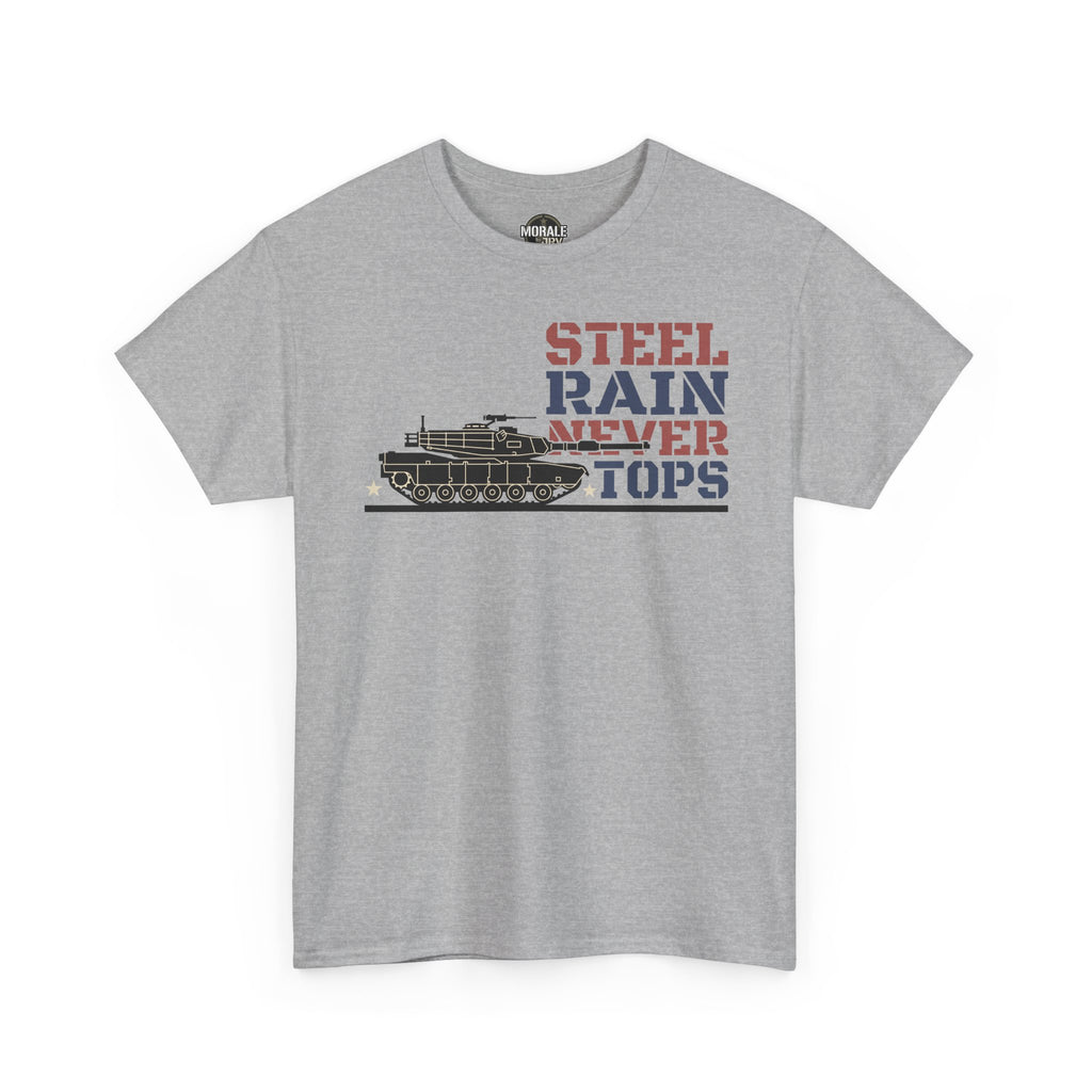 Heather gray crewneck T-shirt with tank front graphic