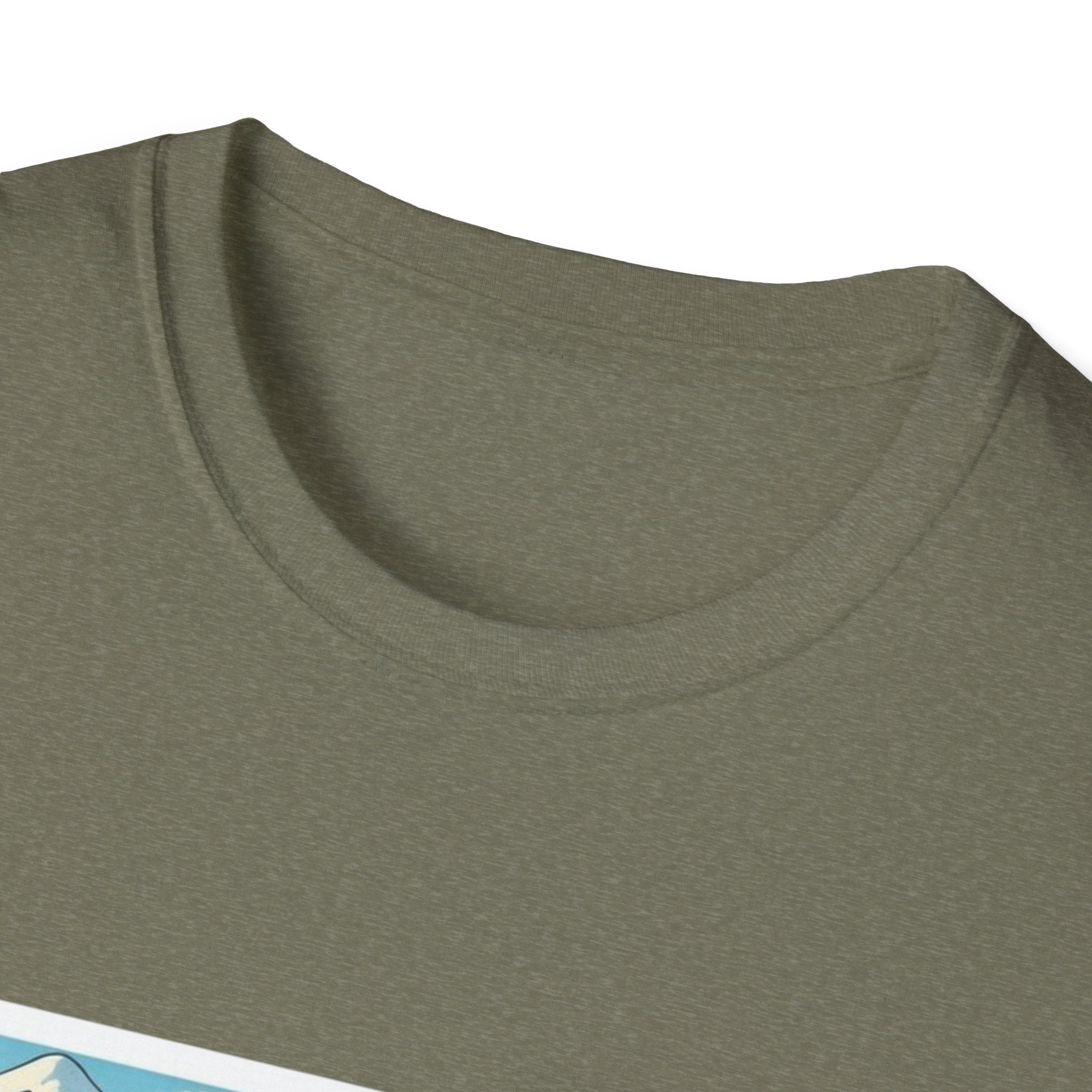 Heather Military Green crew-neck T-shirt neckline close-up