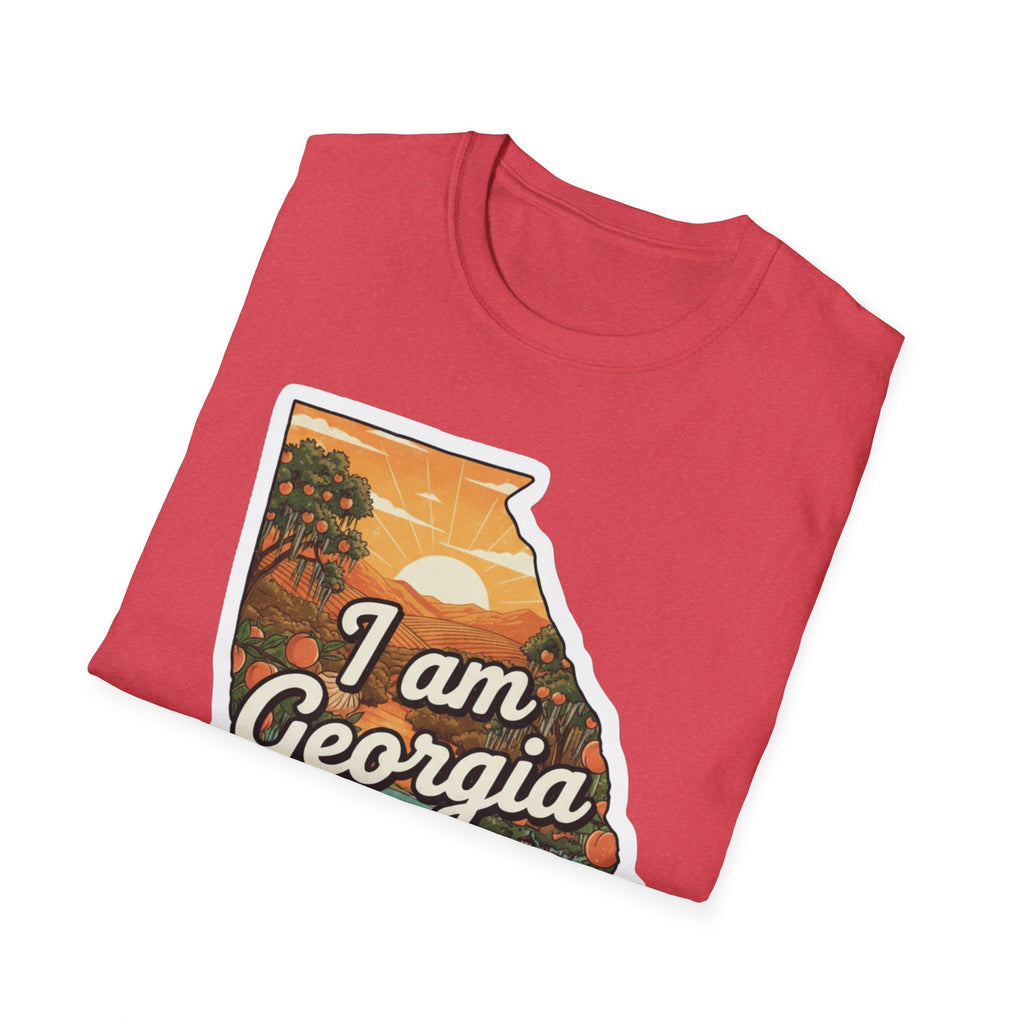 I Am Georgia T-shirt, heather red, Georgia sunset bulldog state graphic