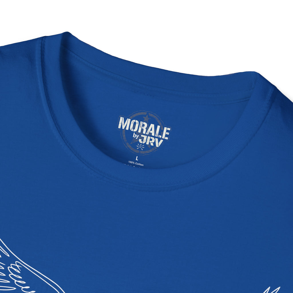 Royal blue T-Shirt with small brand logo at the back collar