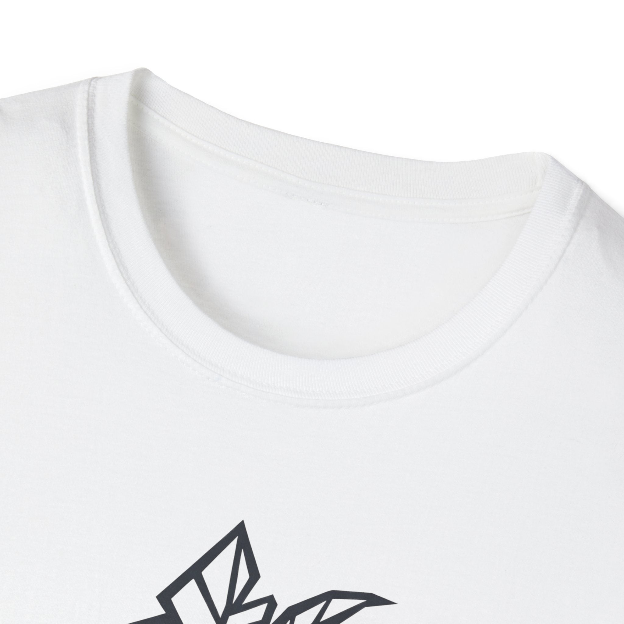 Geometric Tree Moon T-Shirt, white crew neck with partial geometric tree graphic