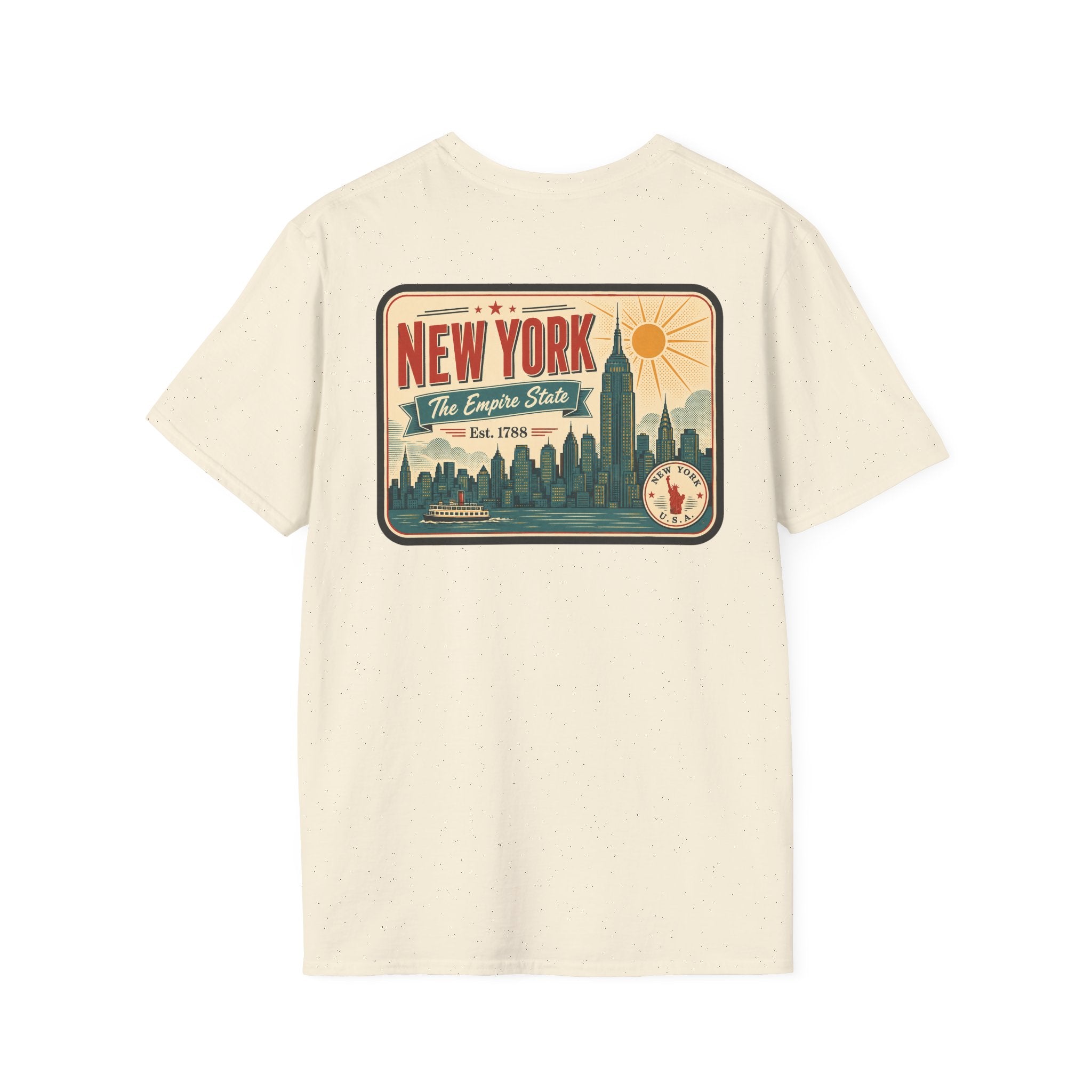 Cream New York skyline graphic T-shirt, short-sleeve crew neck