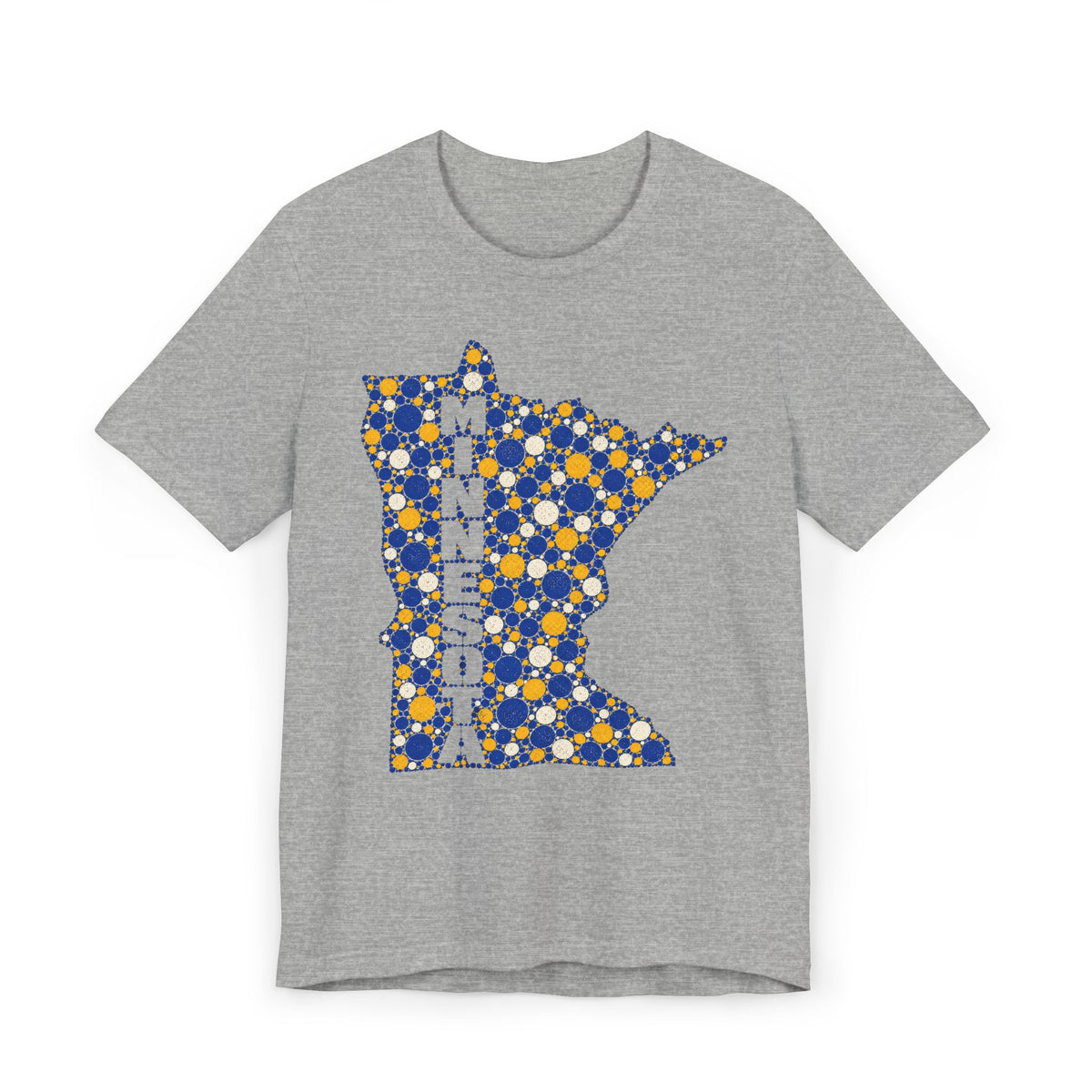 Minnesota State Floral Pattern T-Shirt | Blue and Gold Minnesota Map Graphic Tee