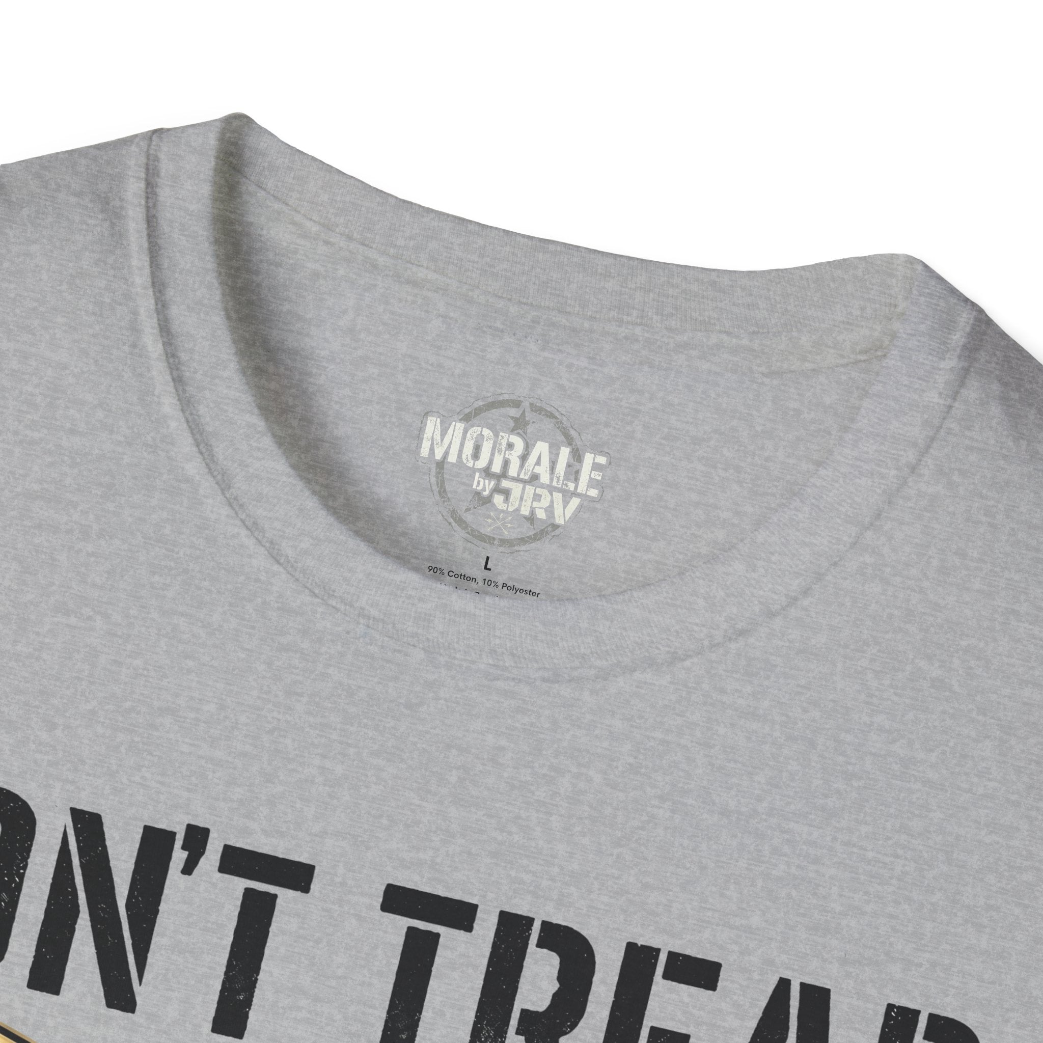 Sport grey T-shirt with small chest logo and partial “DON’T TREAD ON ME”