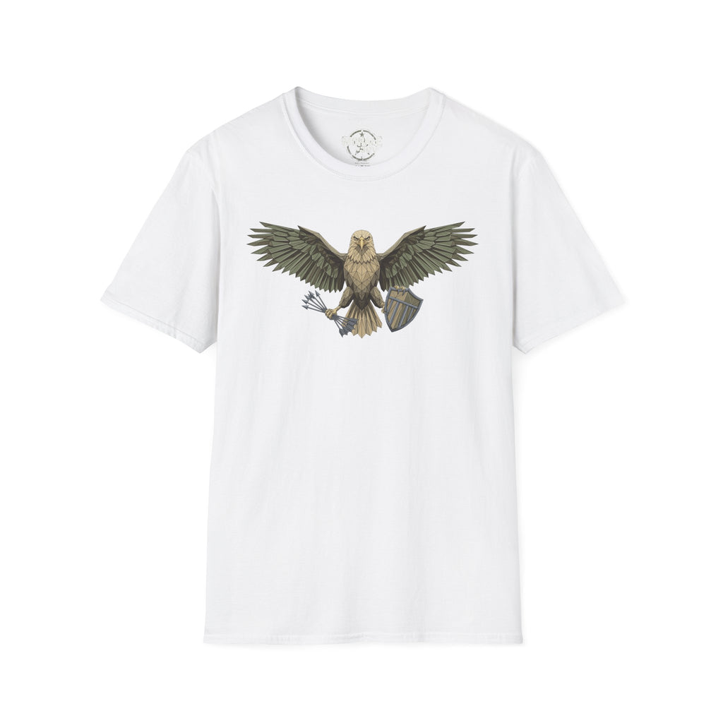 Soaring Hawk T-Shirt, white, vintage raptor winged illustration on front