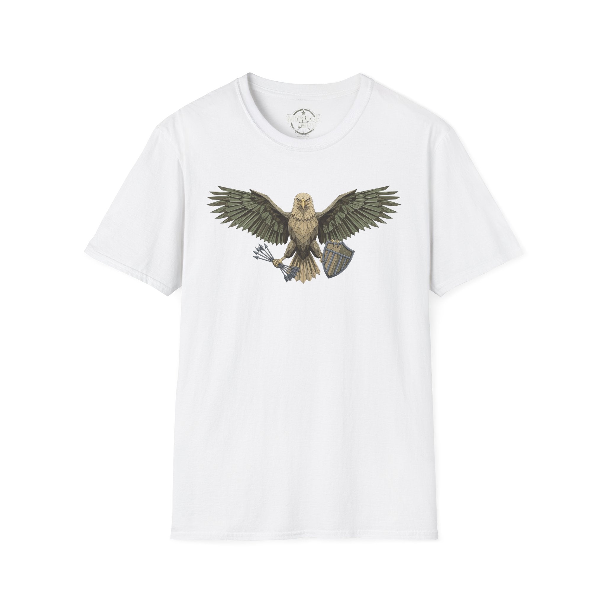 Soaring Hawk T-Shirt, white, vintage raptor winged illustration on front