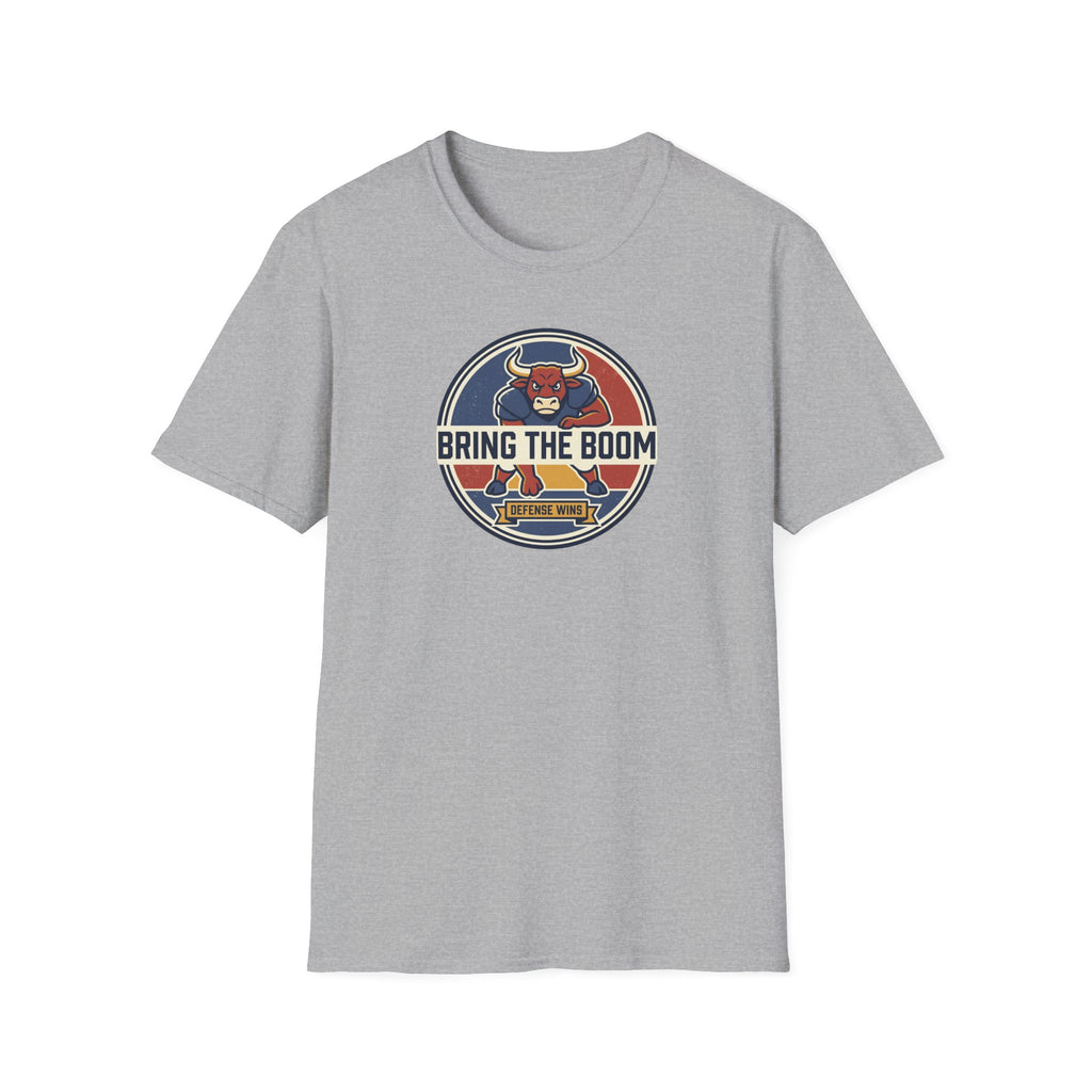 Bull mascot t-shirt, sport grey, round neck, front graphic