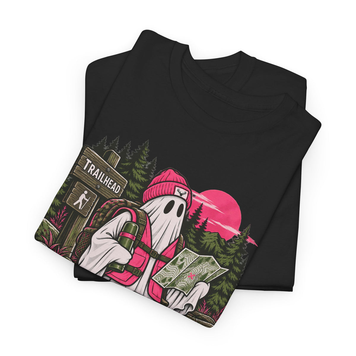 Safety First Spooky Second T-Shirt, Funny Ghost Hiker Halloween Shirt for Men and Women, Camping Trail Graphic Tee
