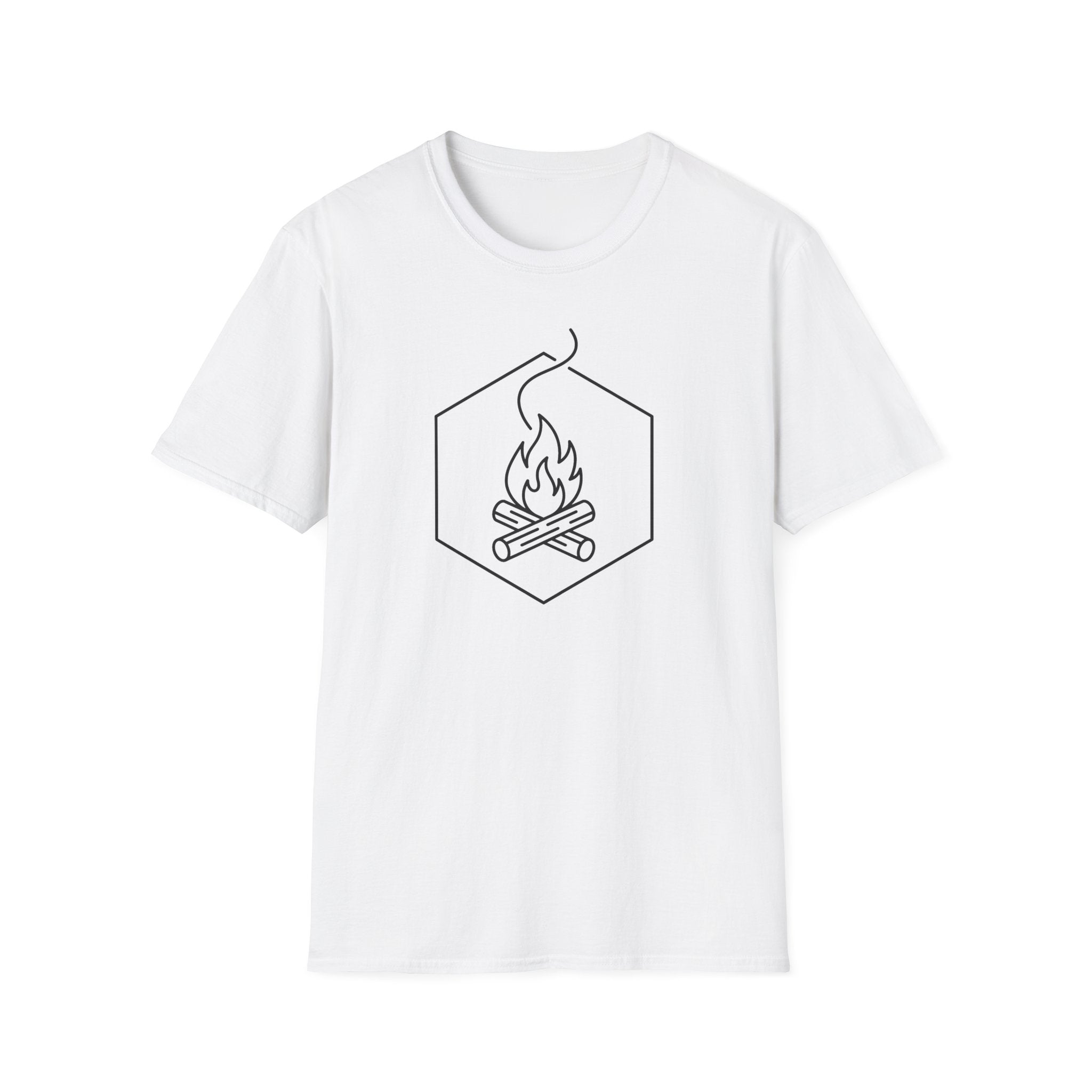 White T-shirt with front hex campfire graphic