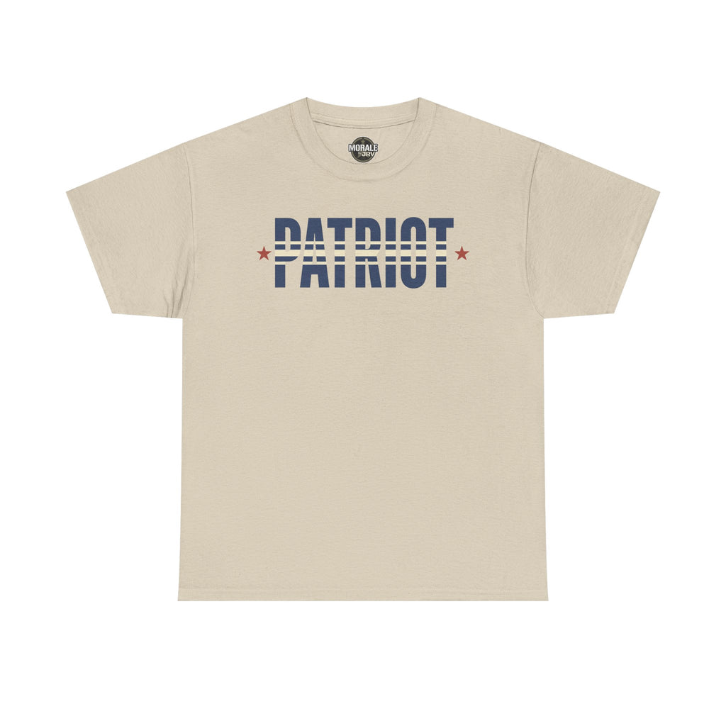 Sand patriot stripe T-shirt with PATRIOT logo print and red stars