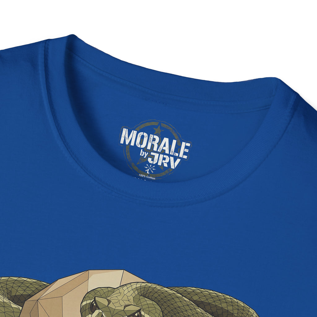 Royal blue T-shirt neckline with brand label