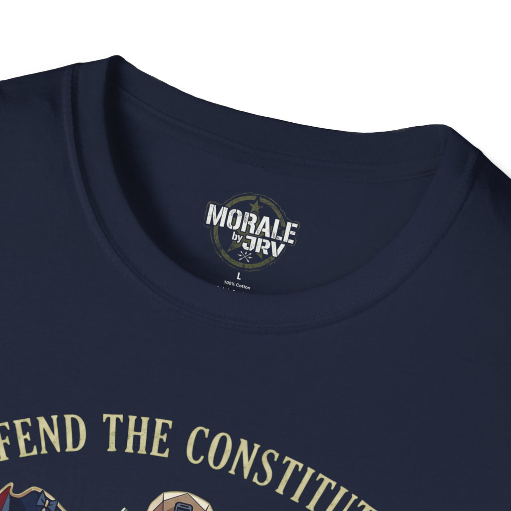 Militia T-shirt, navy; “MORALE by TRIV” logo at crew neck