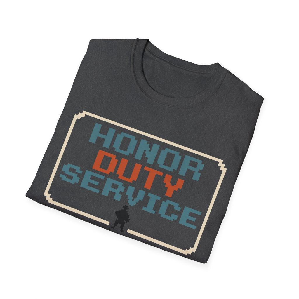 Honor Duty Service T-Shirt - Retro Pixel Veteran Tribute Tee