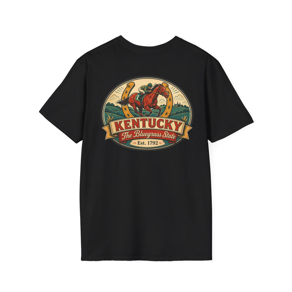 Black T-shirt with Kentucky logo and horse graphic, Est. 1792.