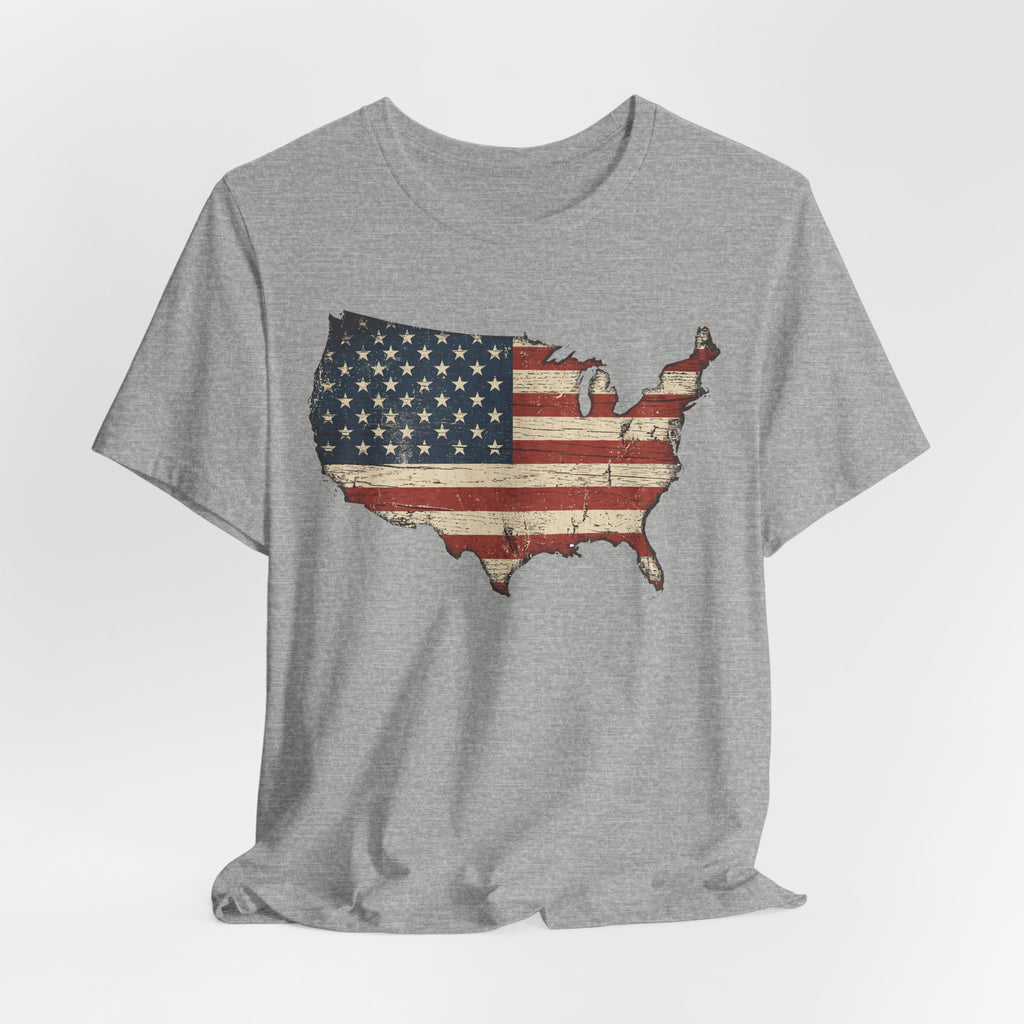 Dark grey American flag USA map T-shirt, front print