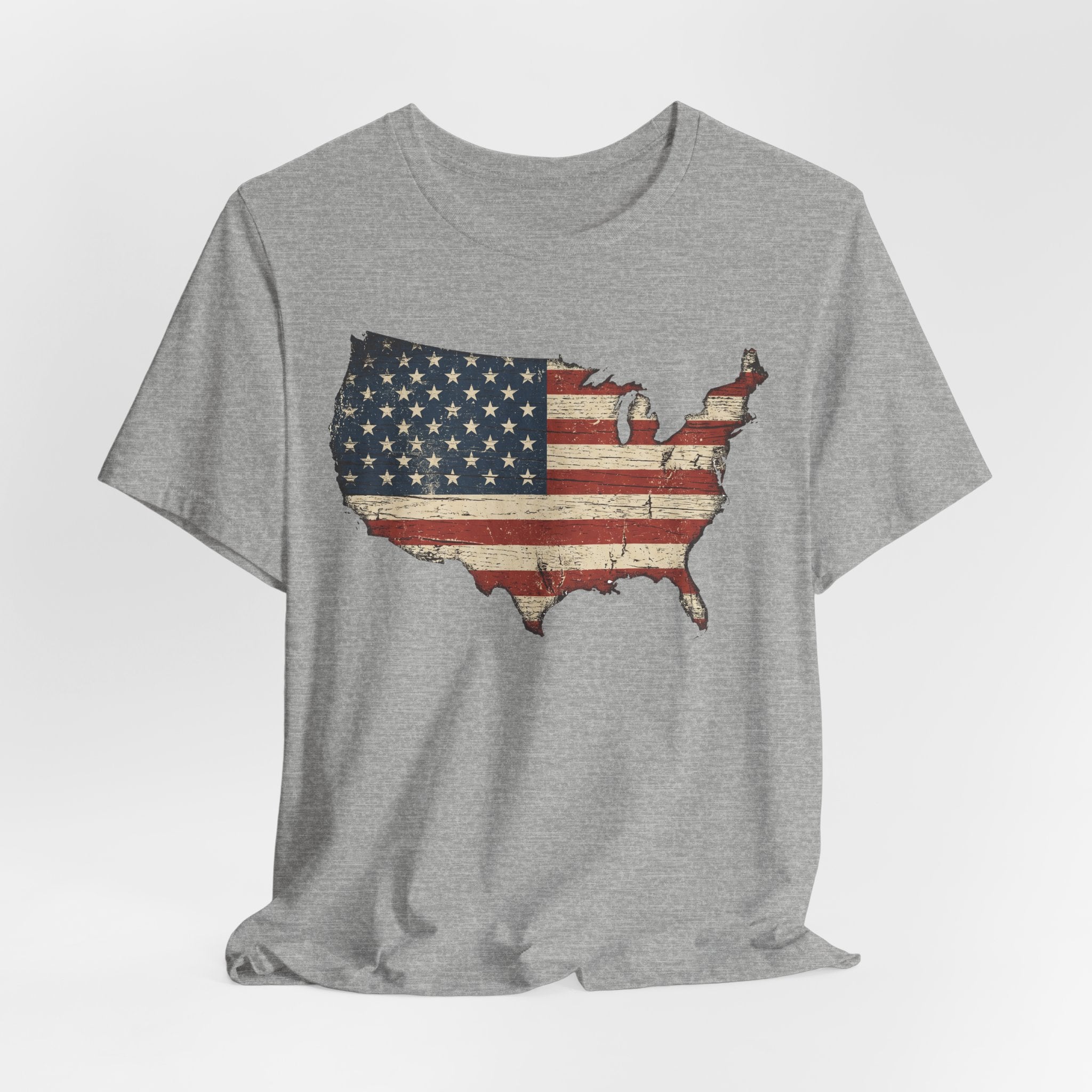 Dark grey American flag USA map T-shirt, front print