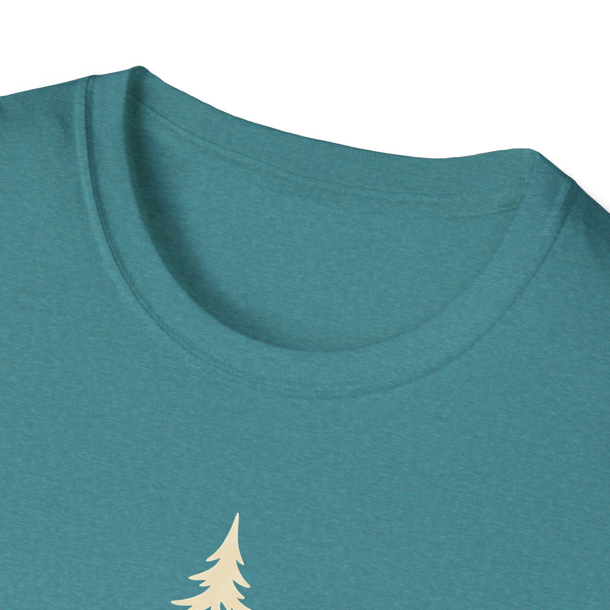 Teal t-shirt neckline and shoulder seam